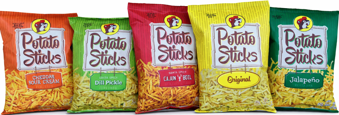 Picture of 5 varieties of Buc-ees Potato Sticks