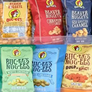 Shows 6 varieties of Buc-ees Nuggets