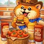 Sheriff Rocco enjoying his Texas Whataburger with condiments shipped to him