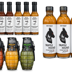 Seed Ranch's Smoky Ghost, Umami Reserve and Truffle Hound Hot Sauces along with The General's Hot Sauces