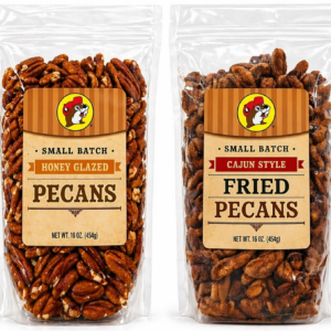 Buc-ees Pecans. Plain, Fried, Chocolate and Honey Glazez