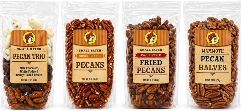 Buc-ees Pecans. Plain, Fried, Chocolate and Honey Glazez