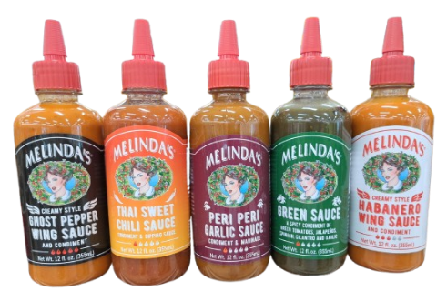 5 varieties of Melindas hot sauces now at Buc-ees