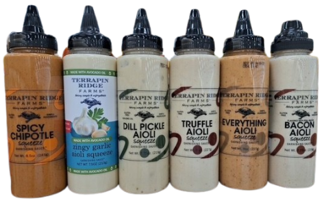 6 varieties of Aioli Squeezes from Terrapin Ridge Farms